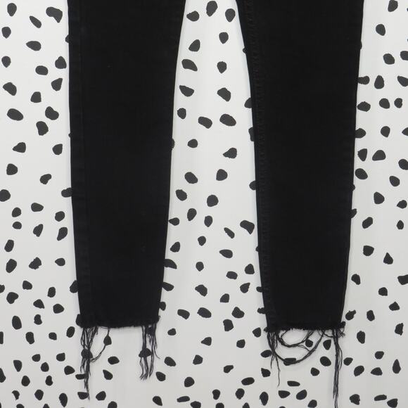 Re/Done Originals Faded Black High Rise Distressed Ankle Crop Jeans - Picture 5 of 13